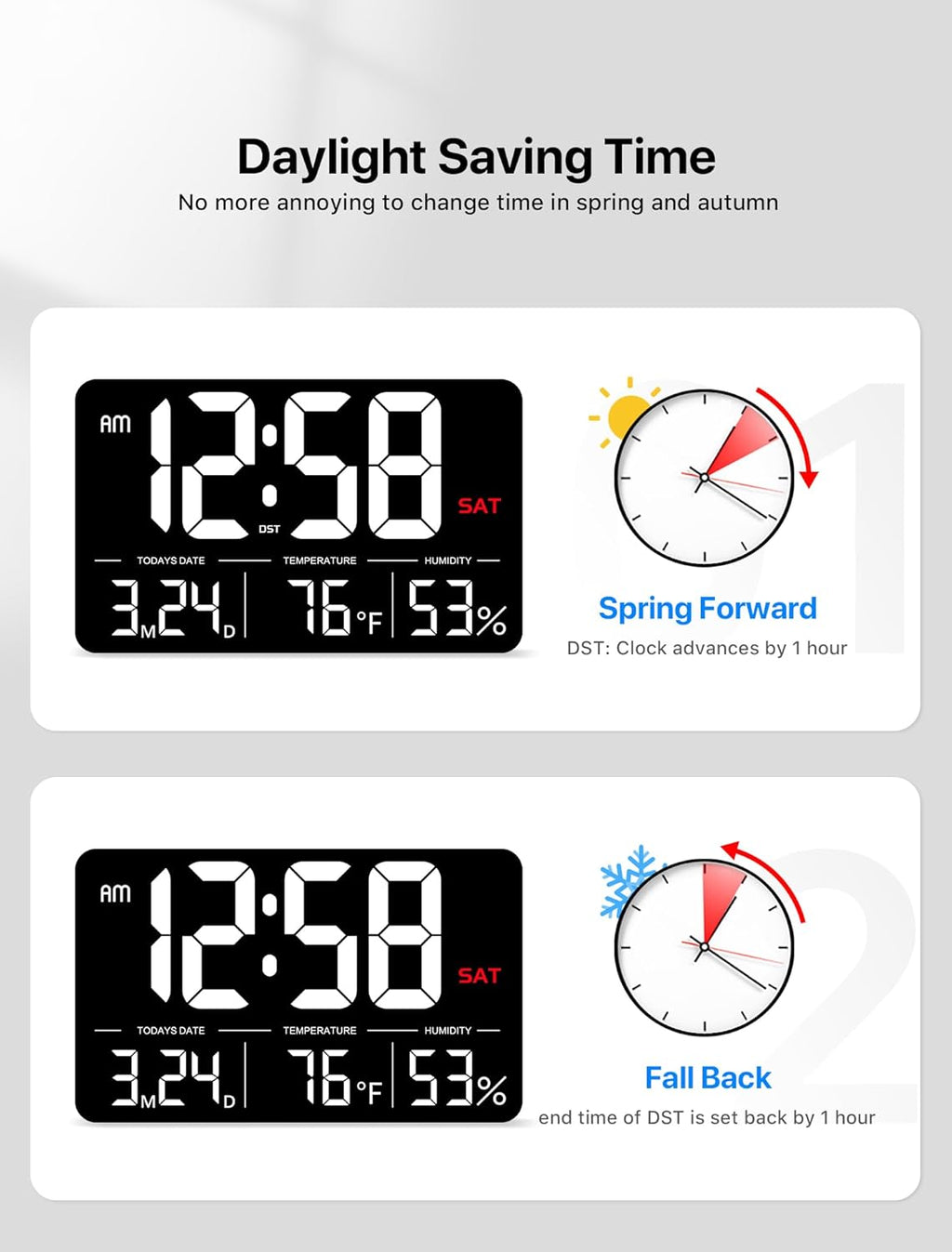 Adjustable Black Wall Clock — 13" - View 6