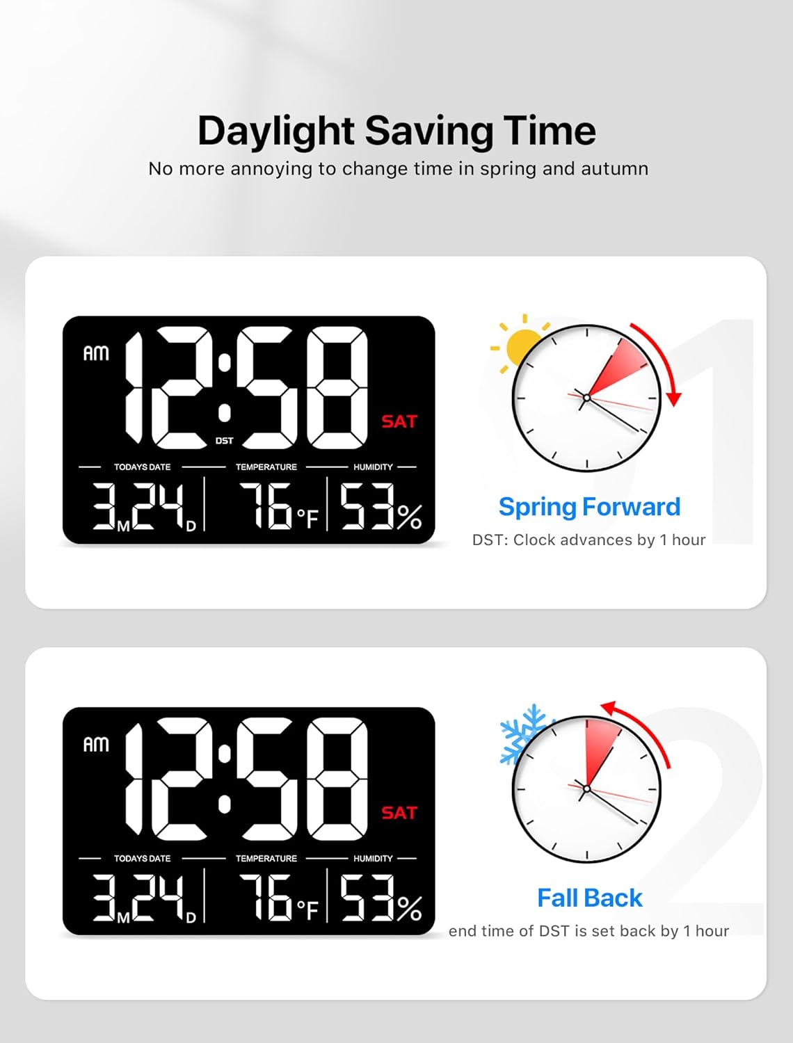 Adjustable Black Wall Clock — 13" - View 6