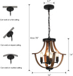 Vintage Farmhouse Black Chandelier — 4-Light - View 4