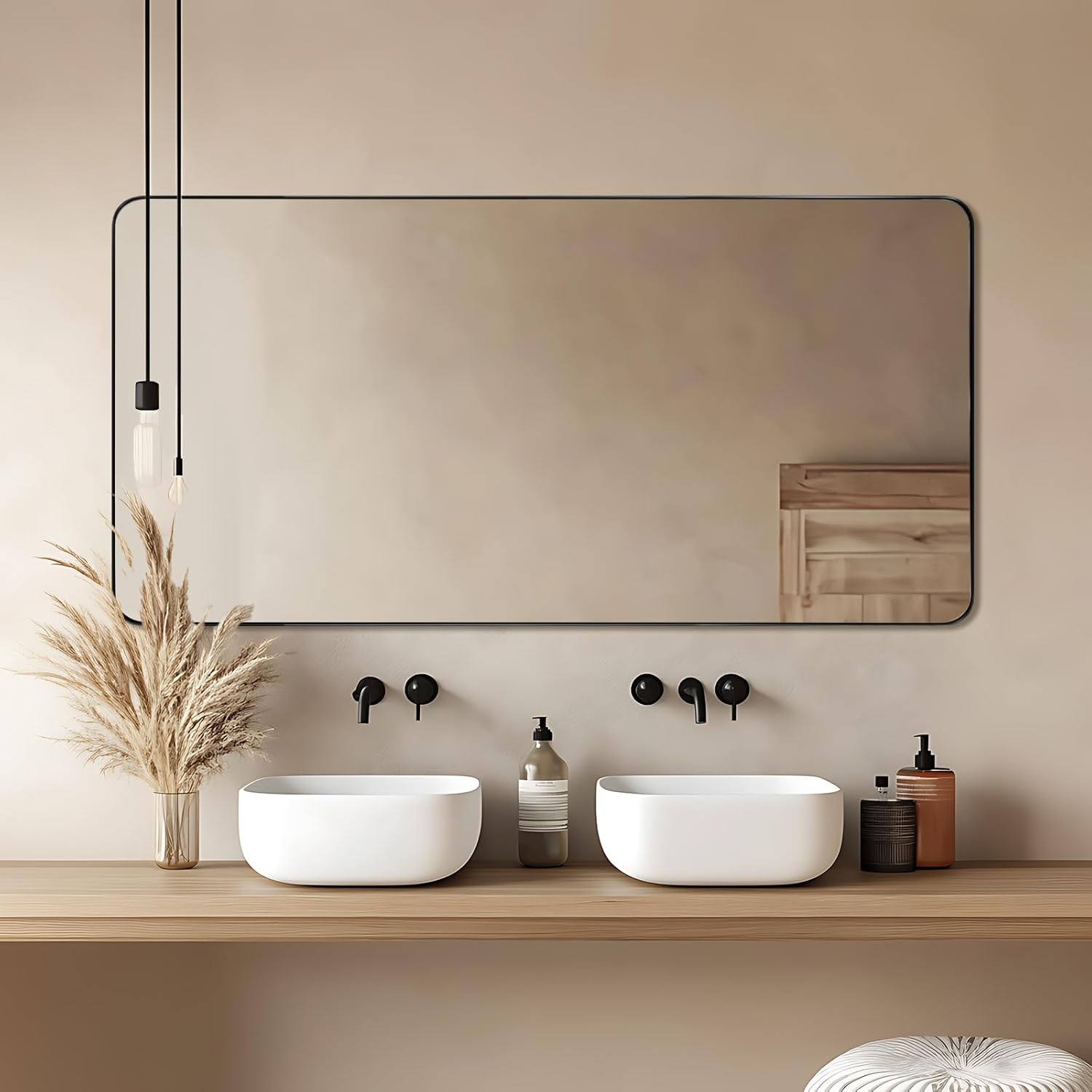 Rectangular Black Wall Mirror — 22" — Black