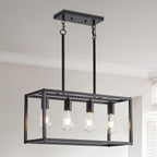 Adjustable Farmhouse Black Chandelier — 4-Light — Black