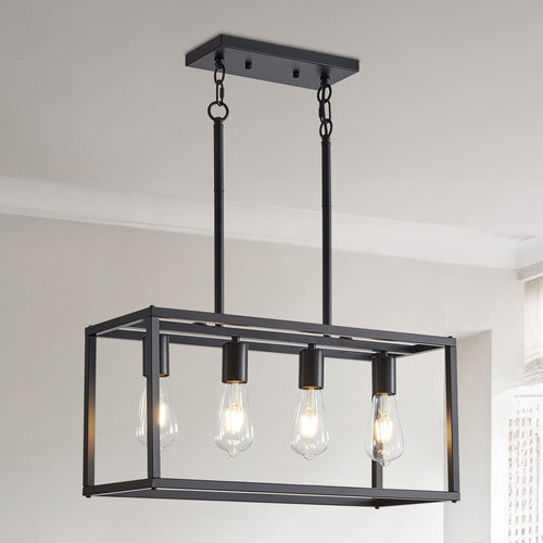 Adjustable Farmhouse Black Chandelier — 4-Light