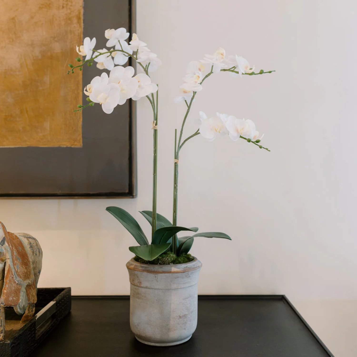 Artificial Plant — 20.5" — 24" White 2-Stem Orchid