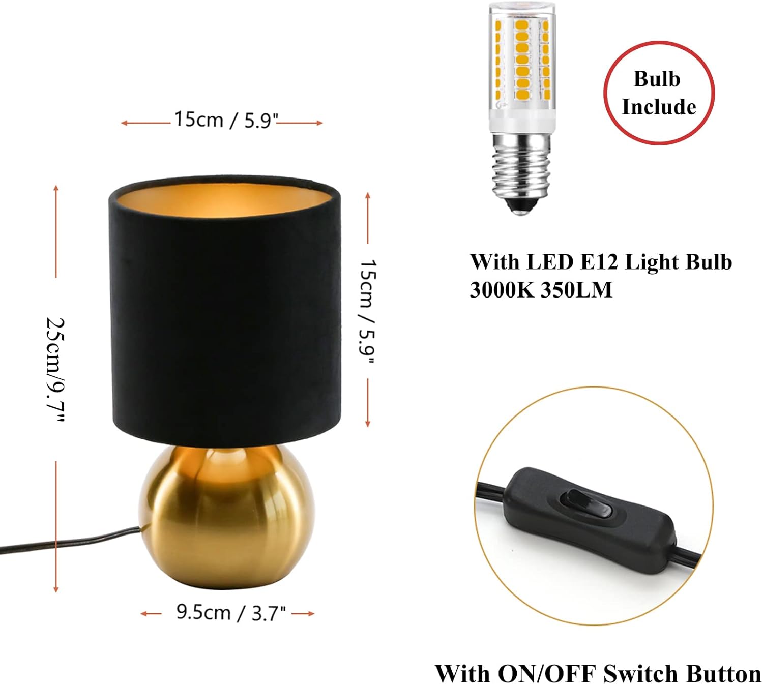 Luxe Metal Bedside Lamp - View 3