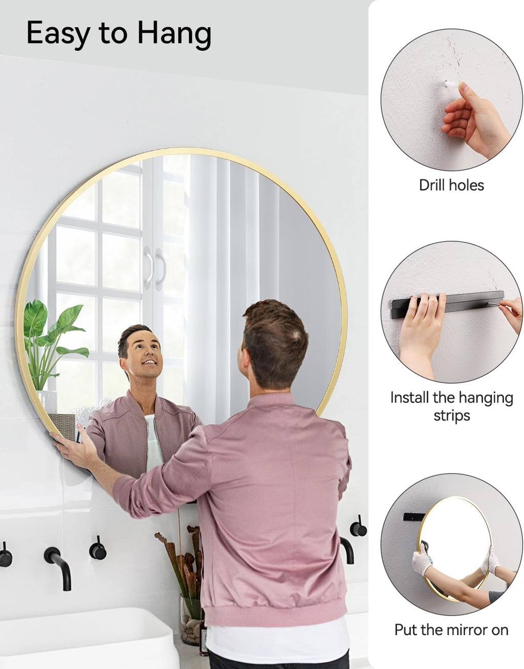 Round Farmhouse Black Wall Mirror — 30.1" - View 7