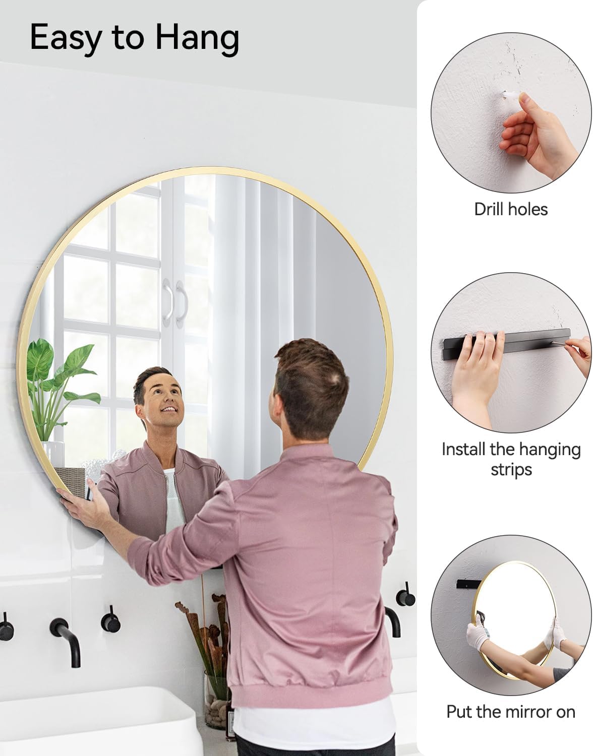 Round Farmhouse Black Wall Mirror — 30.1" - View 7
