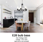 Farmhouse Black Chandelier — 6-Light - View 6