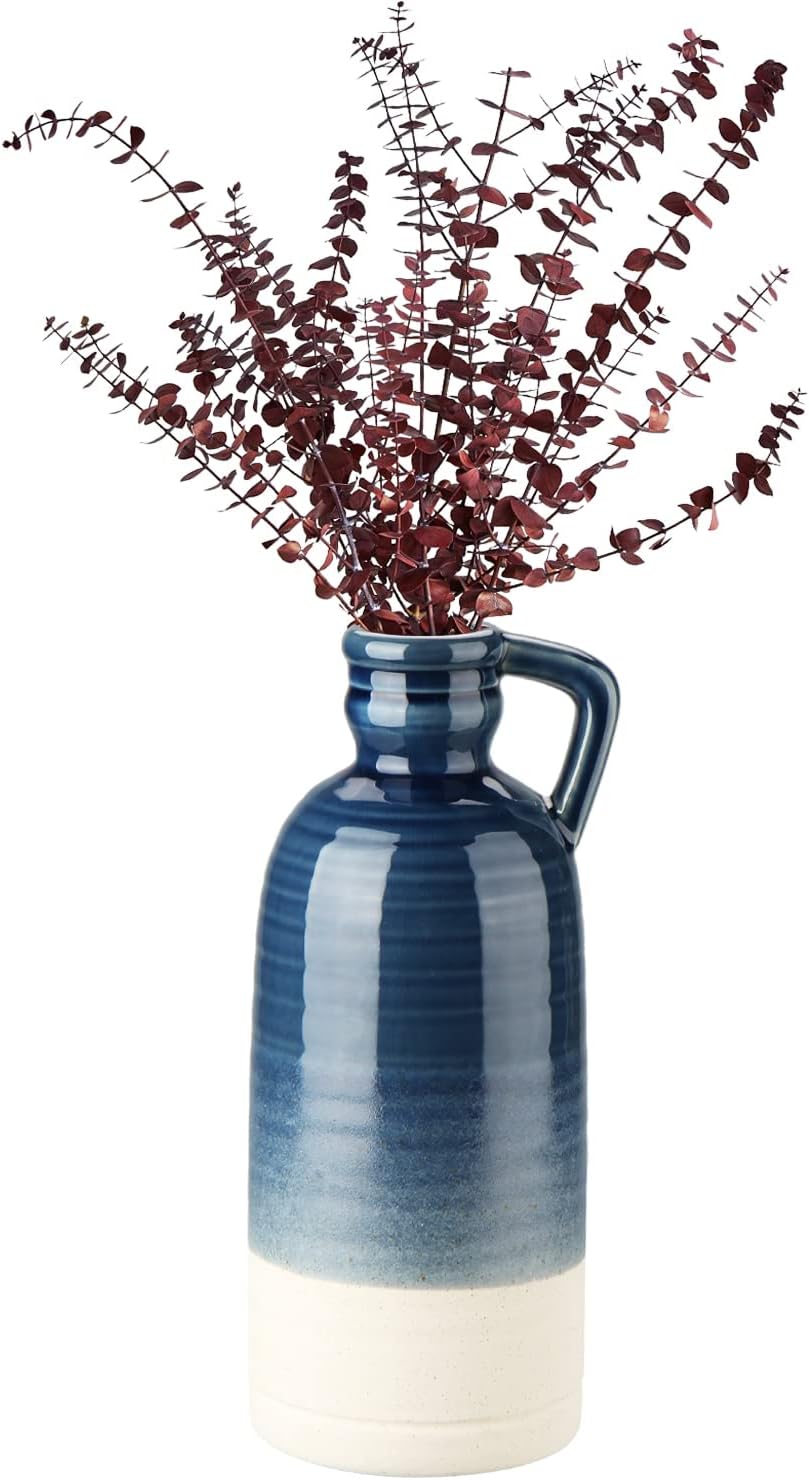 Boho Blue Flower Vase — 12.5" — Blue