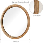 Round Boho Brown Wall Mirror — 24" - View 2