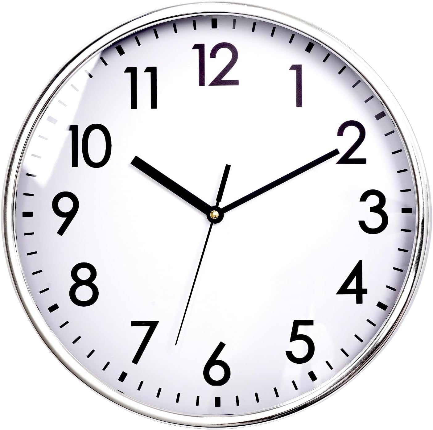 Battery Operated Farmhouse Silver Wall Clock — 10" — White, 12 Inch