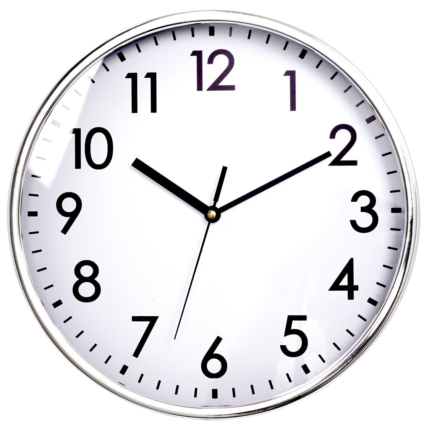Battery Operated Modern Silver Wall Clock — 12"