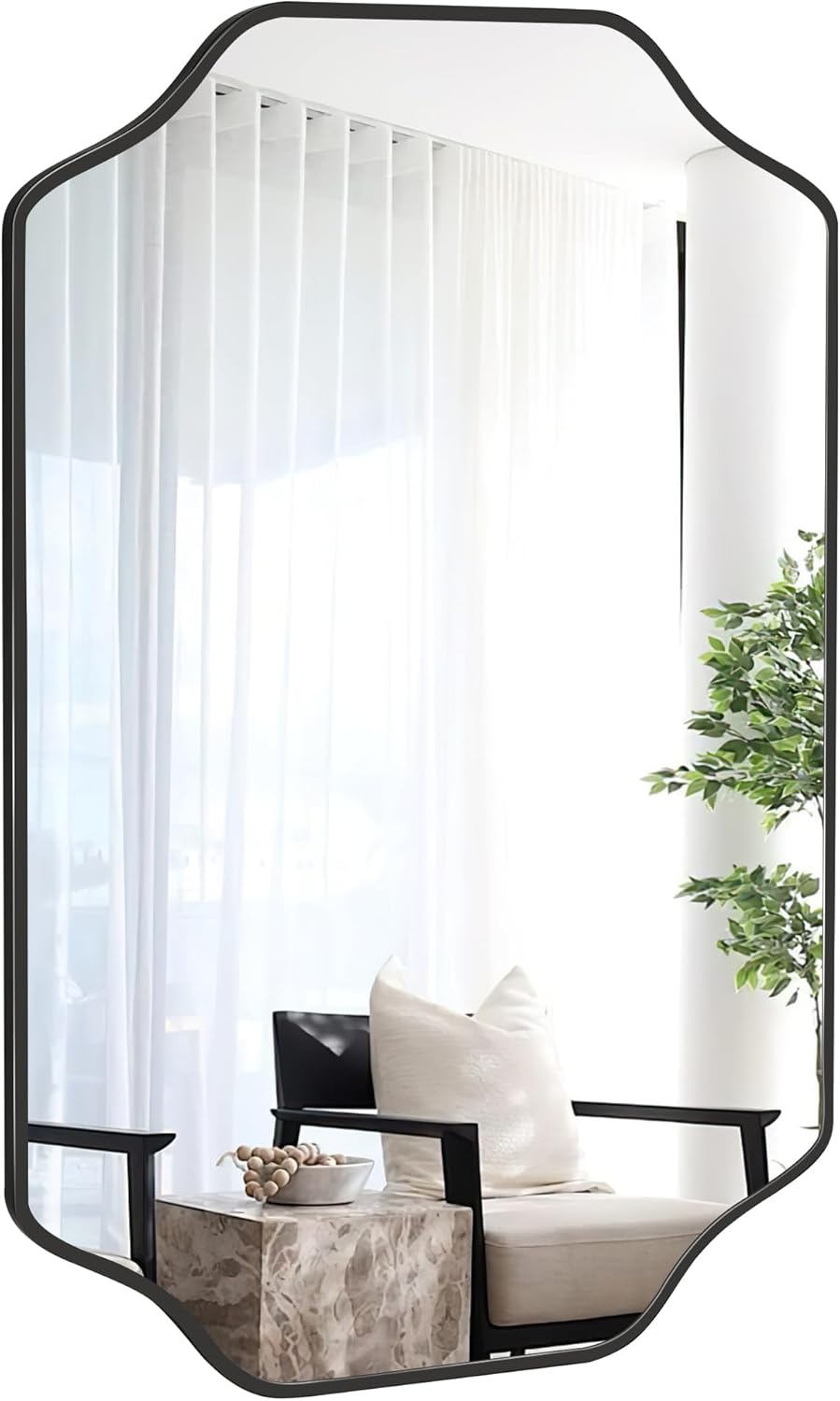 Framed Modern Black Mirror — 30" — 30"L x 20"W