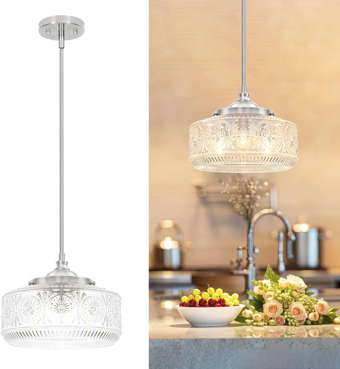 Adjustable Luxe Black Pendant Light — 11.8in