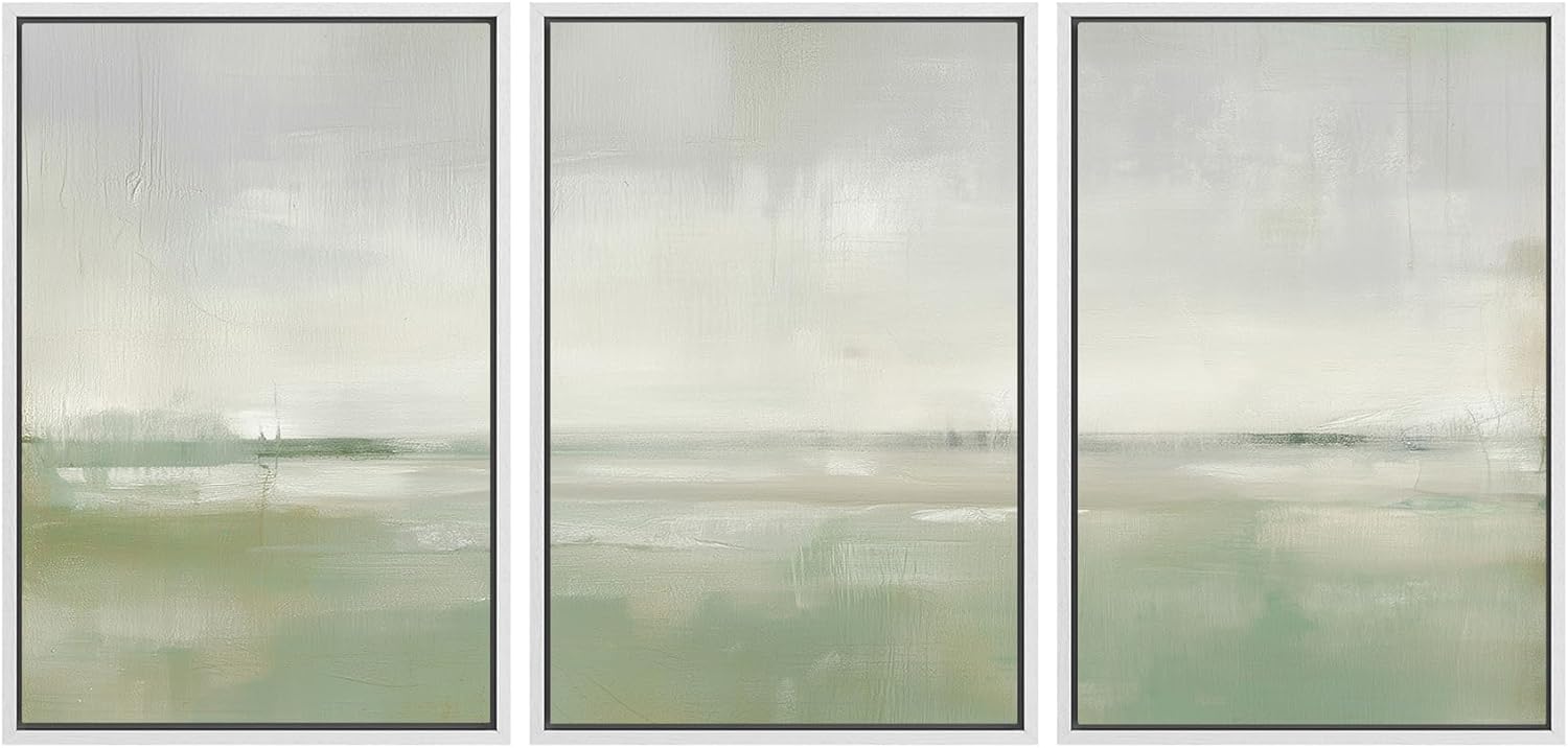 Framed Modern Fabric Wall Art — 24" — 24"x36"x3 Panels White