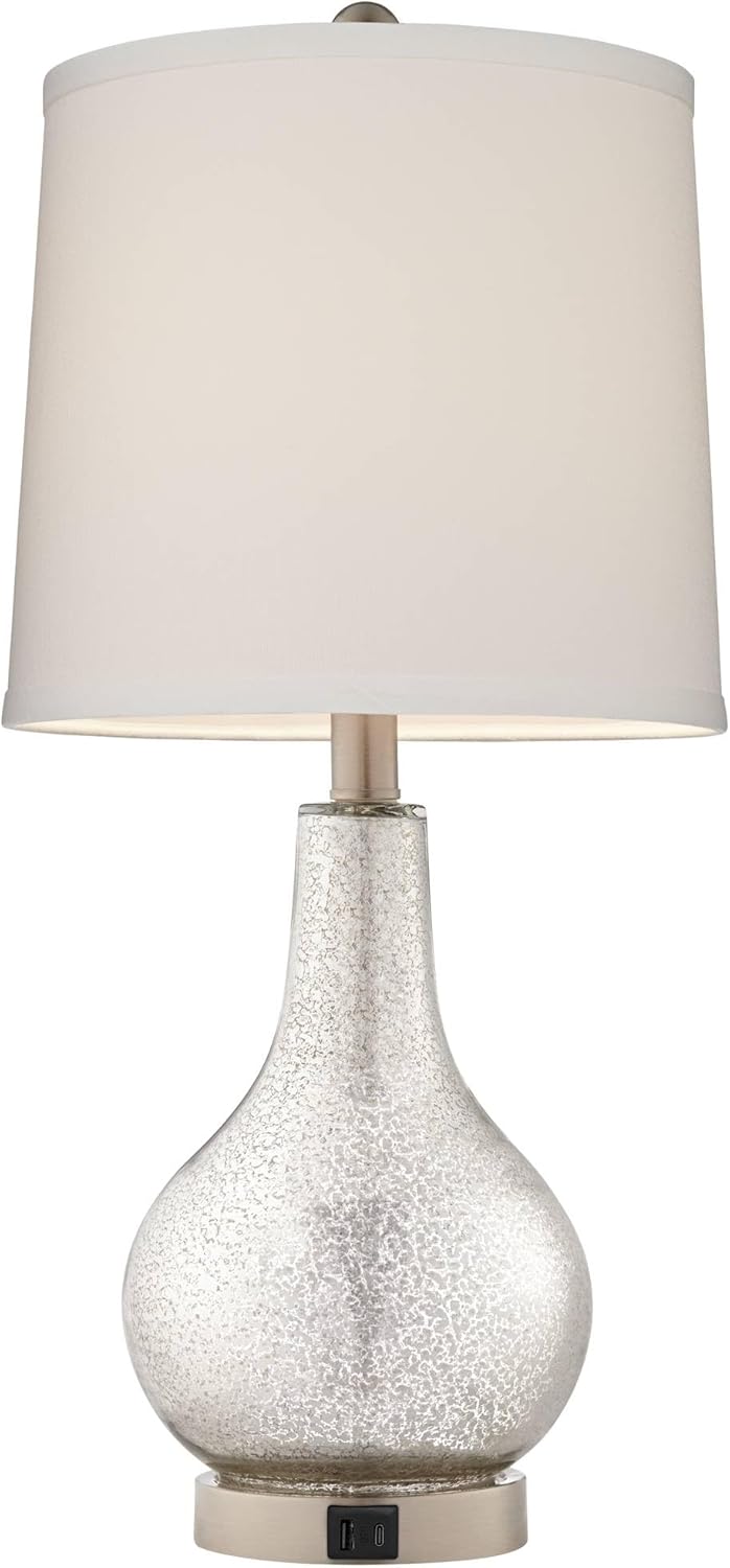 USB Charging Modern Silver Table Lamp — 21.75" - View 7