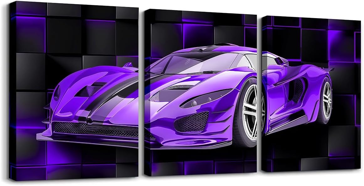 Modern Black Canvas Wall Art — 12" — lilac