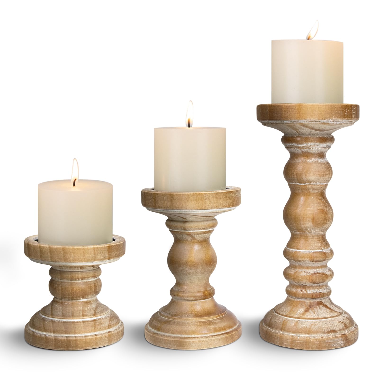 Vintage Farmhouse Black Pillar Candle — Set of 3