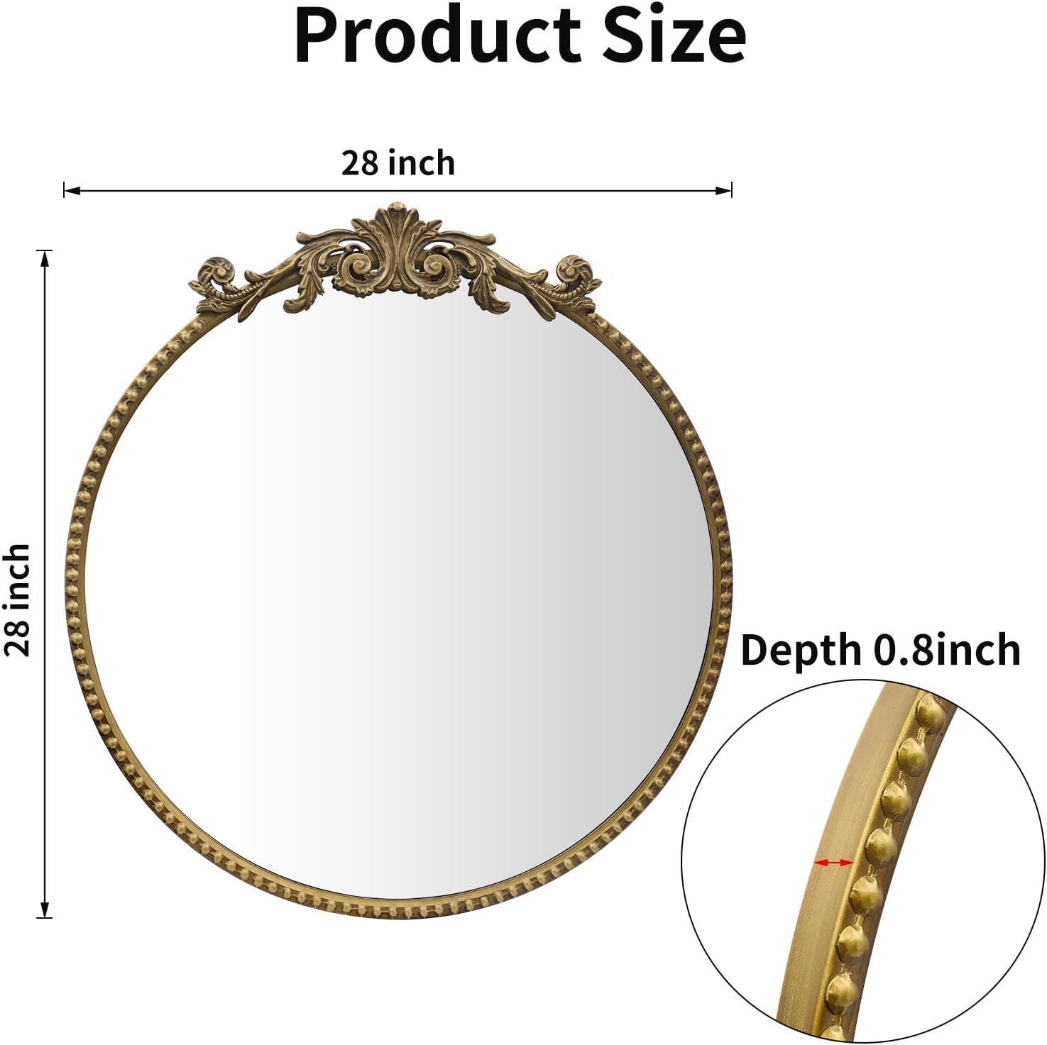 Round Luxe Black Wall Mirror — 28" - View 3