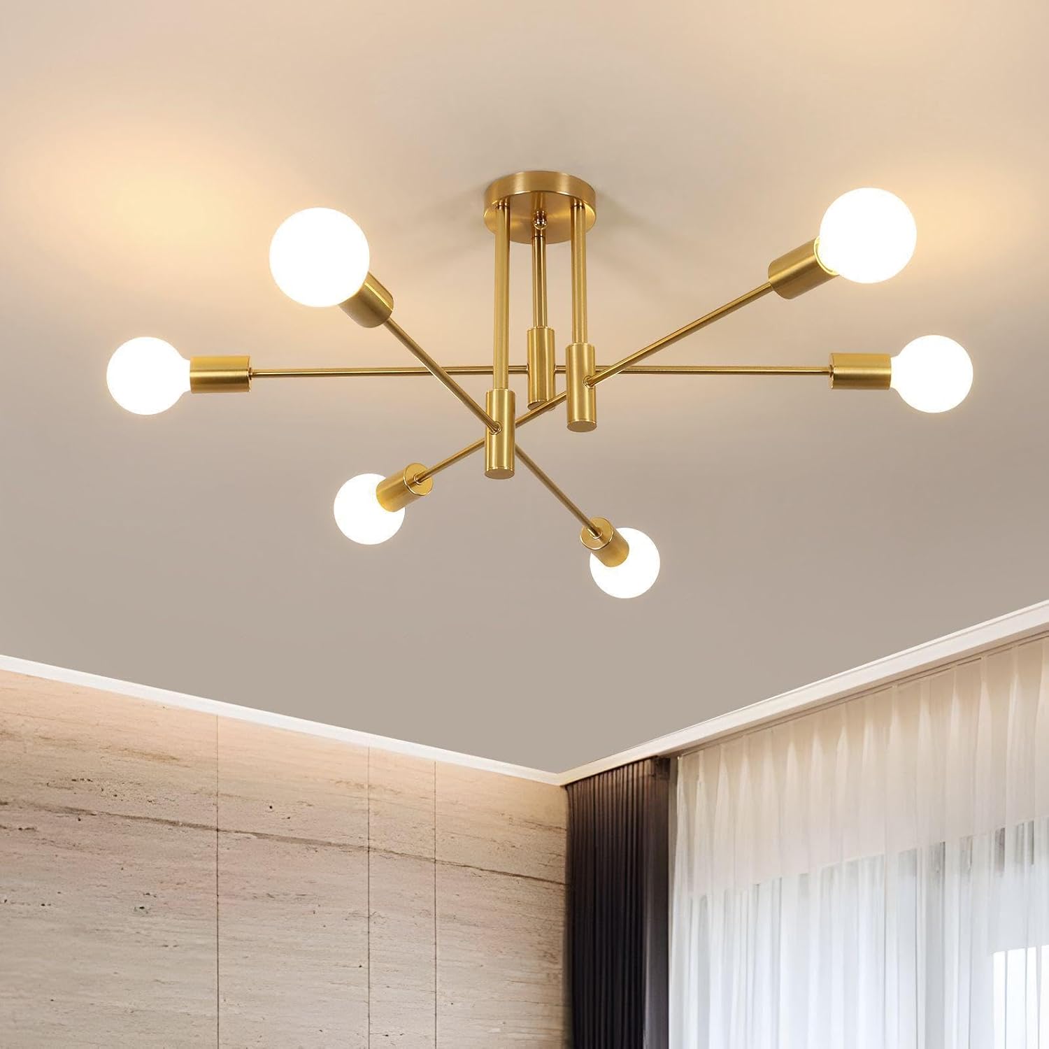 Luxe Black Chandelier — 6-Light — A-Gold-2