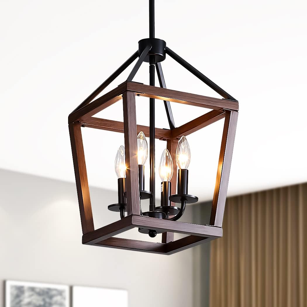 Vintage Farmhouse Black Chandelier — 4-Light — Dark Brown 4-Light