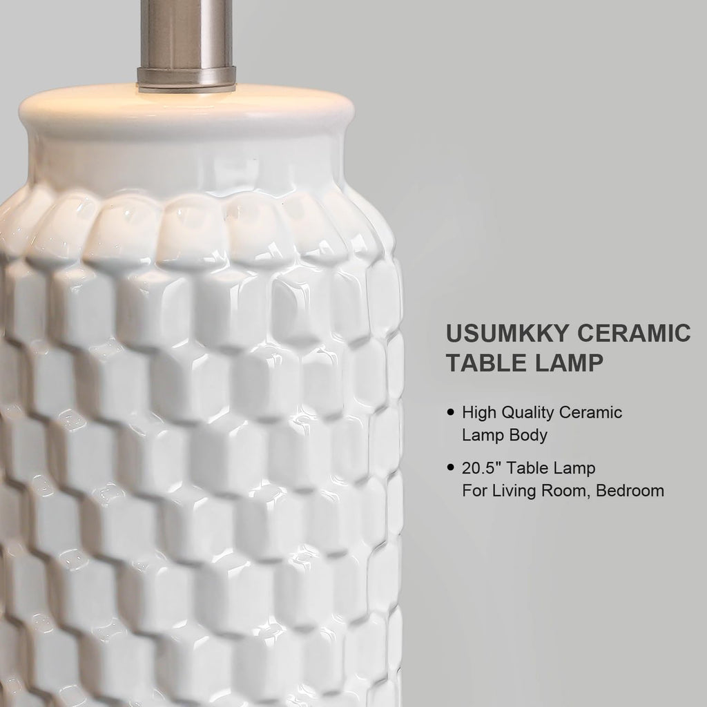 Farmhouse Beige Bedside Lamp — 20.5" - View 2