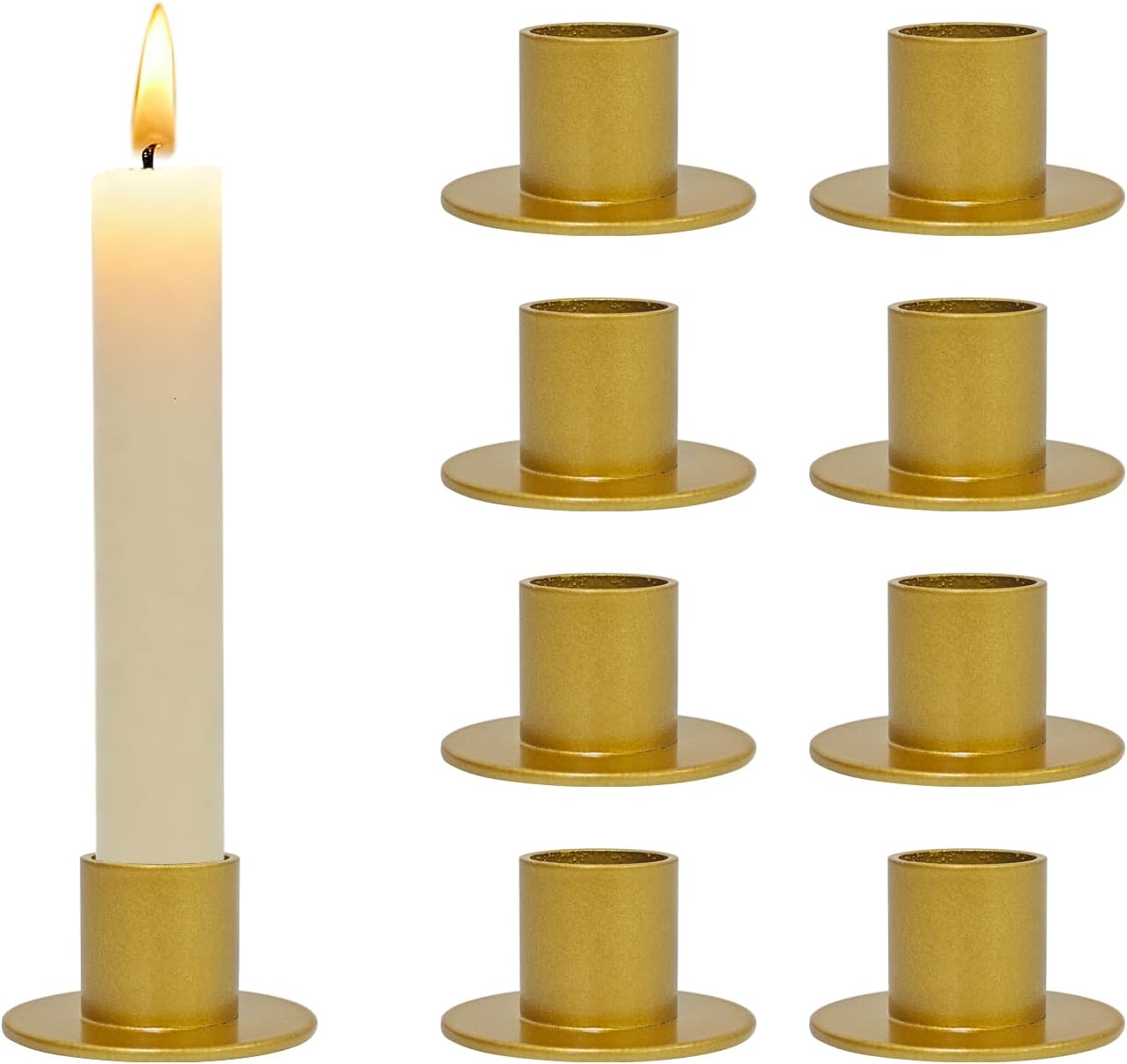 Round Black Pillar Candle — Set of 4 — Gold-r-8pcs
