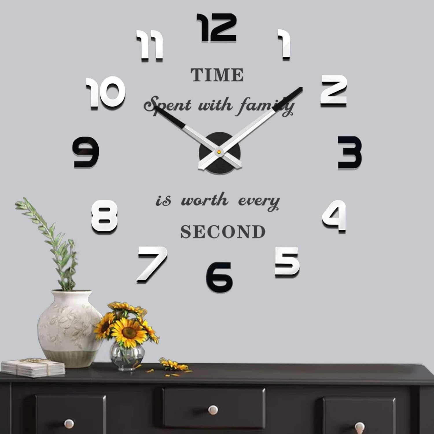 Battery Operated Luxe Black Wall Decor — Black Silver