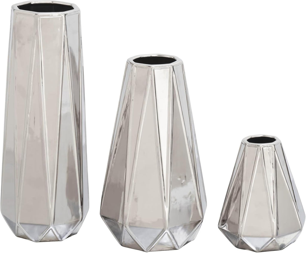 Modern Gold Flower Vase — 13" — Silver