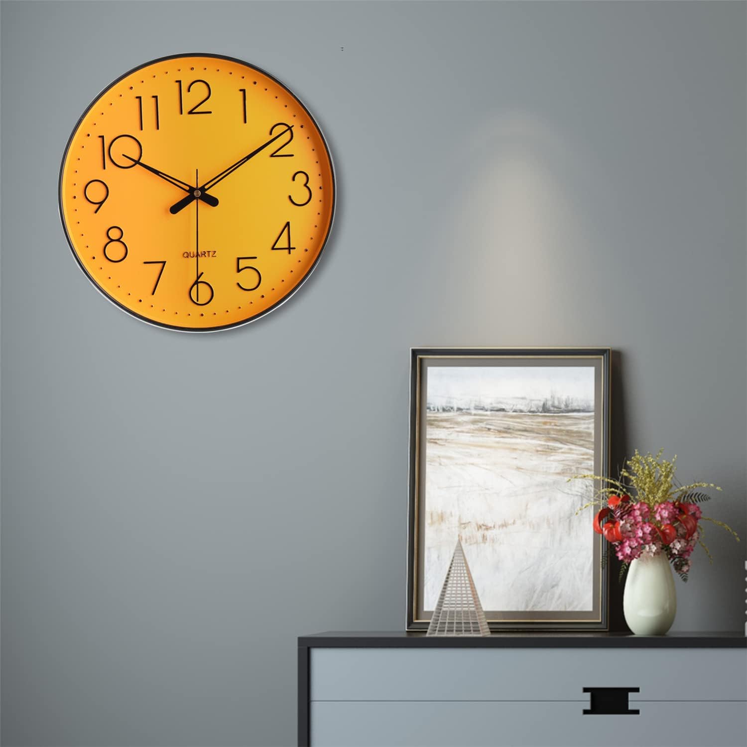 Round Black Wall Clock — 12" - View 4
