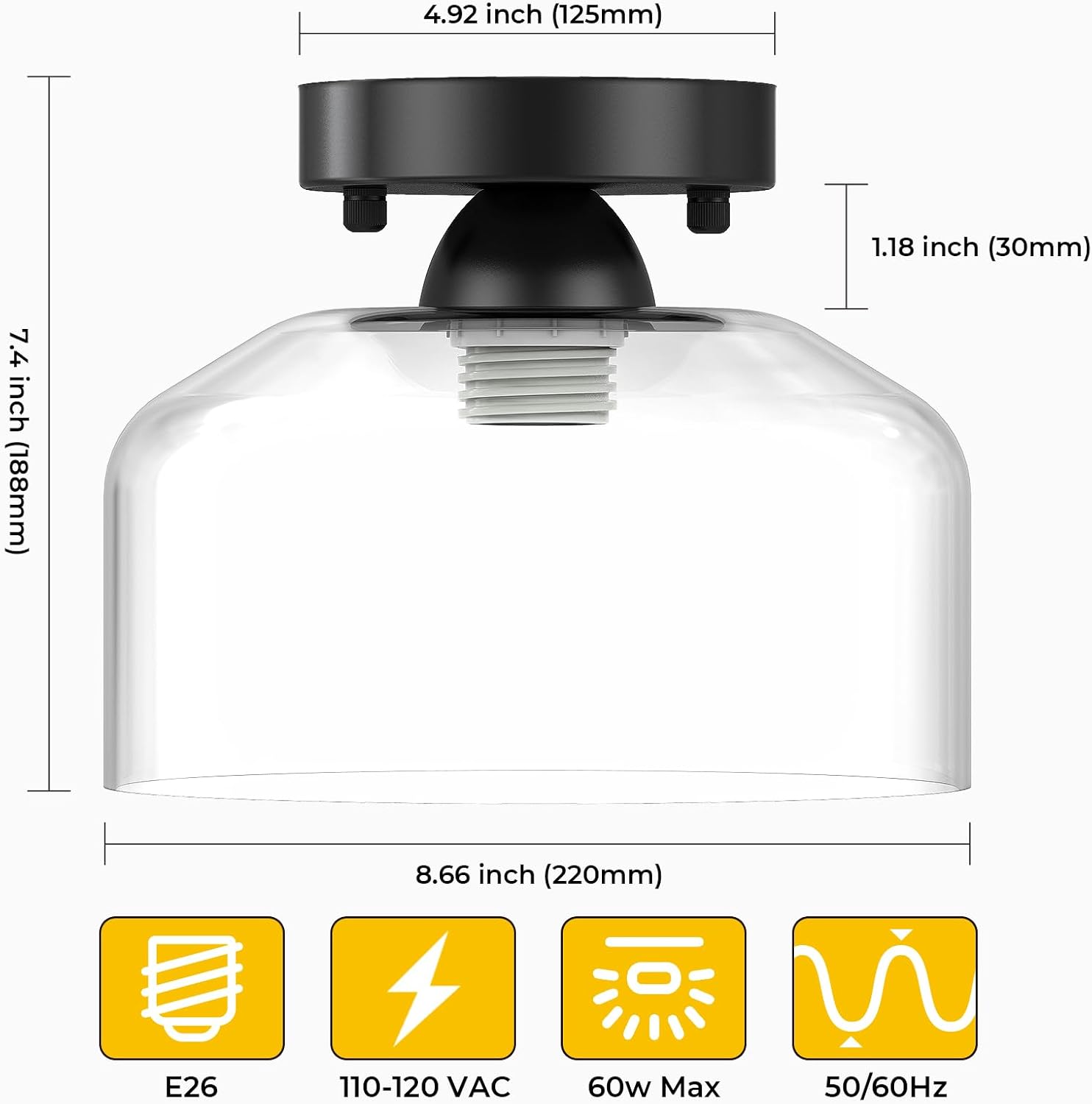 Farmhouse Black Ceiling Light - View 2
