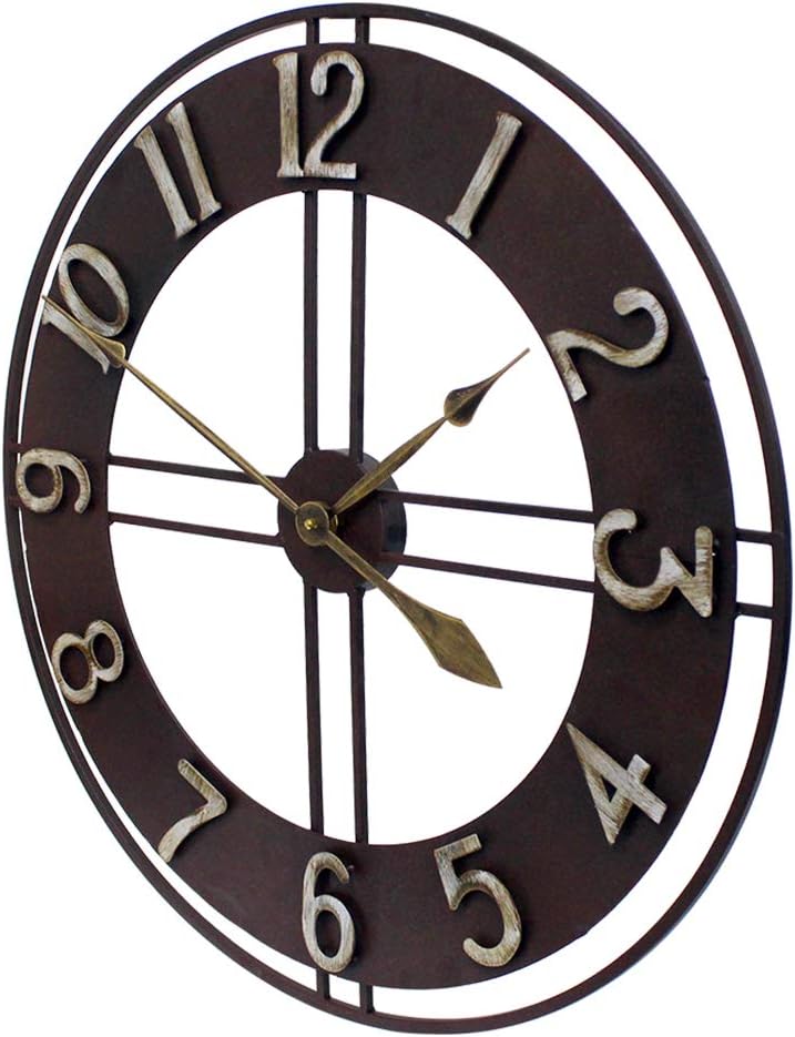 Vintage Farmhouse Brown Wall Clock — 30" - View 3