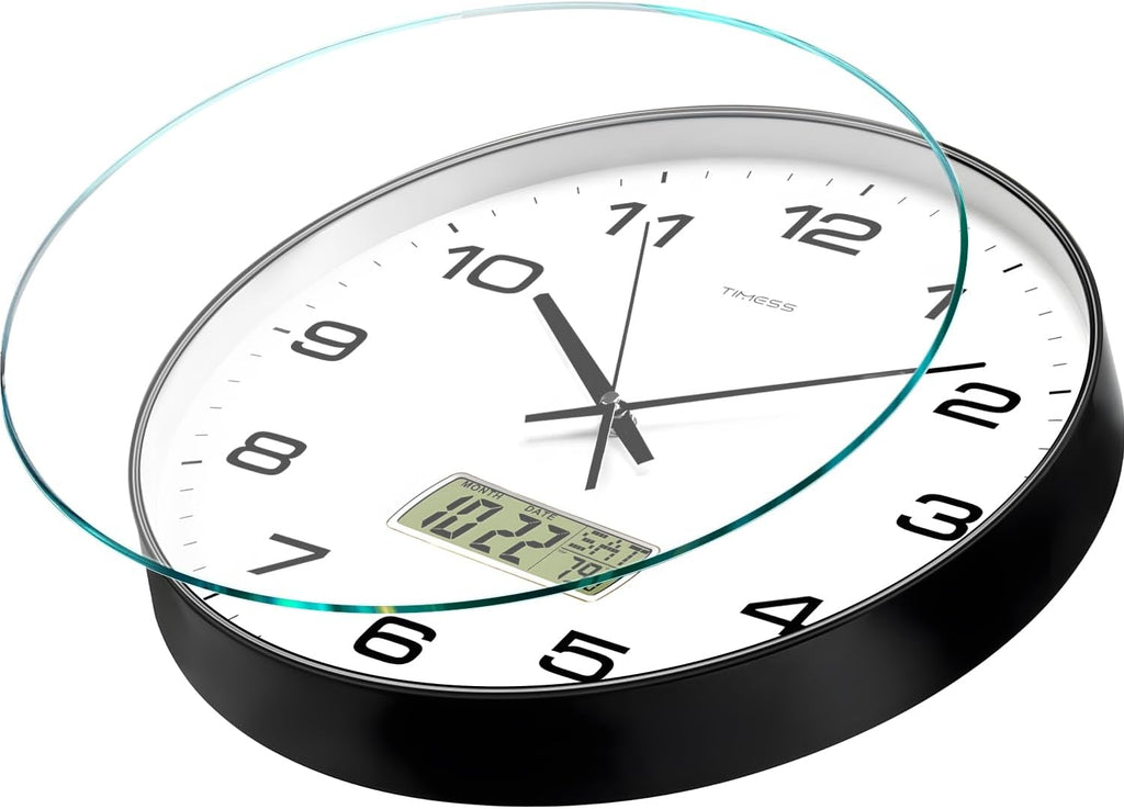 Battery Operated Modern Black Wall Clock — 13" - View 3