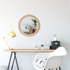Round Boho Wood Wall Mirror — 15" - View 5