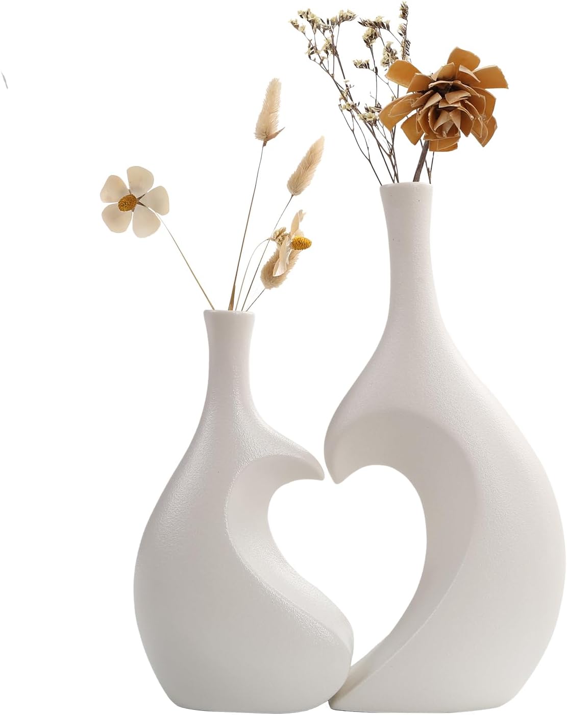 Boho Black Flower Vase — Set of 2 — White