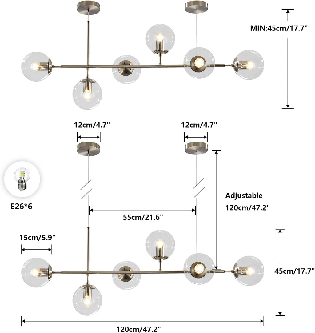Mid-Century Gold Chandelier — 6-Light - View 2