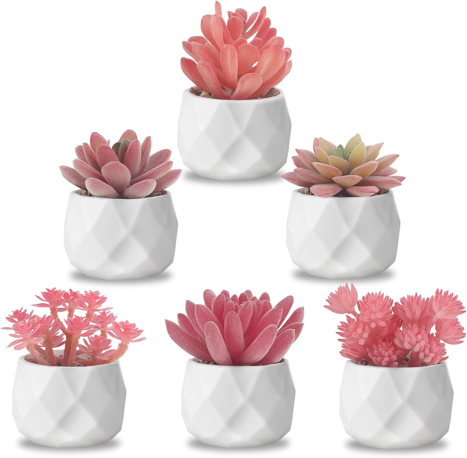 Green Faux Succulent — Pink