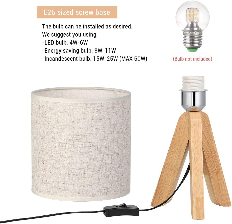 Linen Beige Nightstand Lamp — 4" - View 3