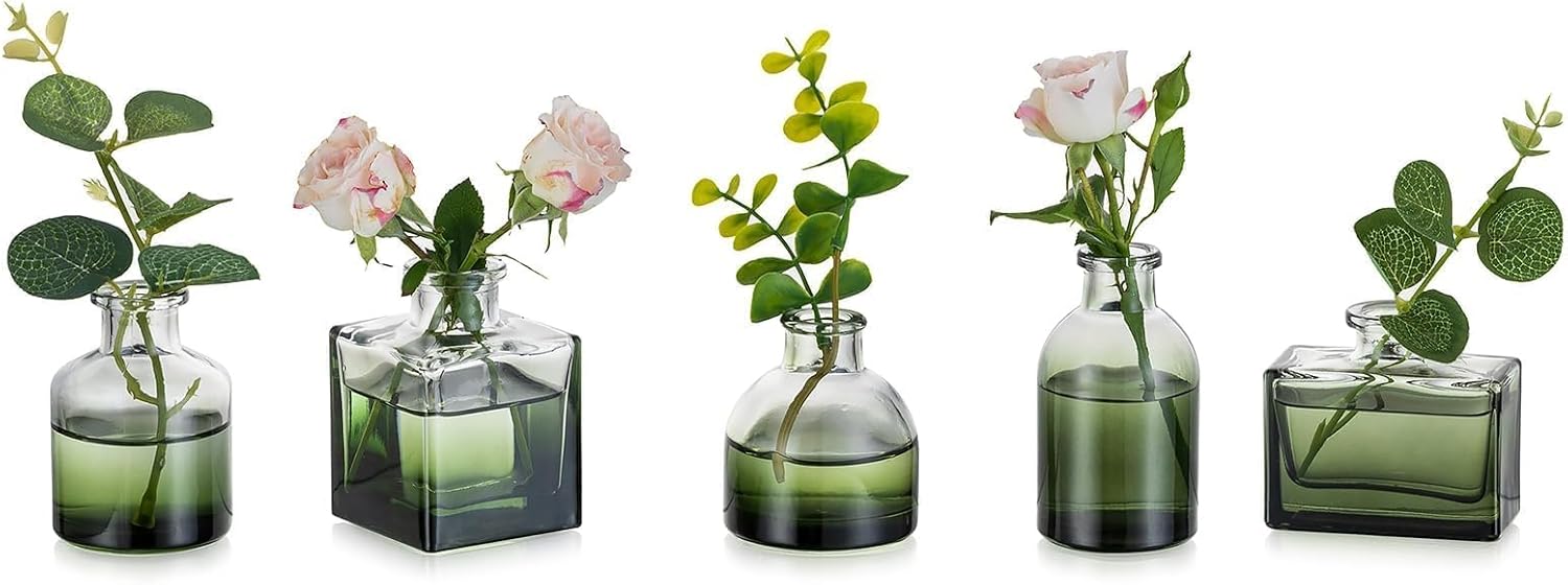 Gold Flower Vase — Set of 10 — Green