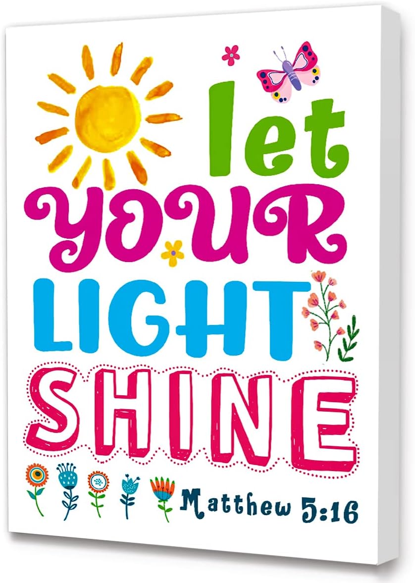 Black Canvas Wall Art — 12" — Let Your Light Shine