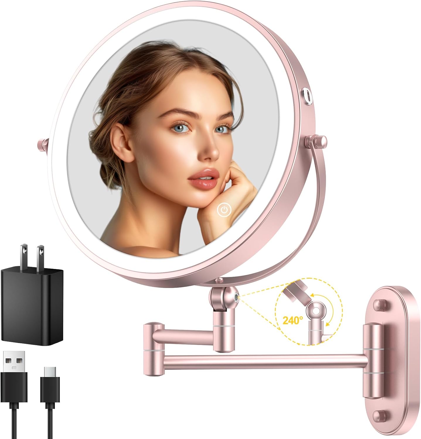 Rechargeable Black Mirror — 9" — Rose Gold