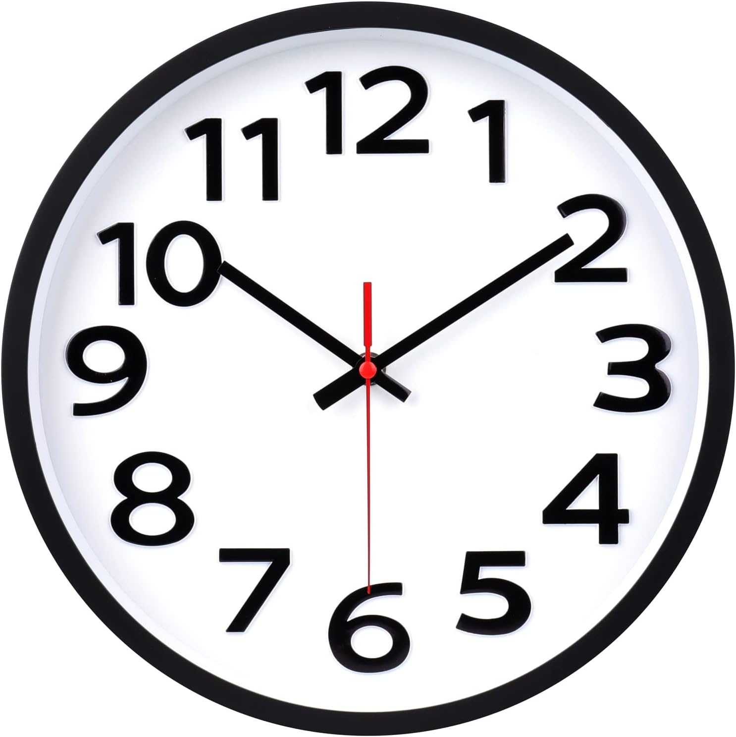 Battery Operated Black Wall Clock — 16" — Black