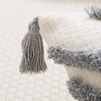 Tufted Boho Grey Throw Pillow Cover — 20" - View 6