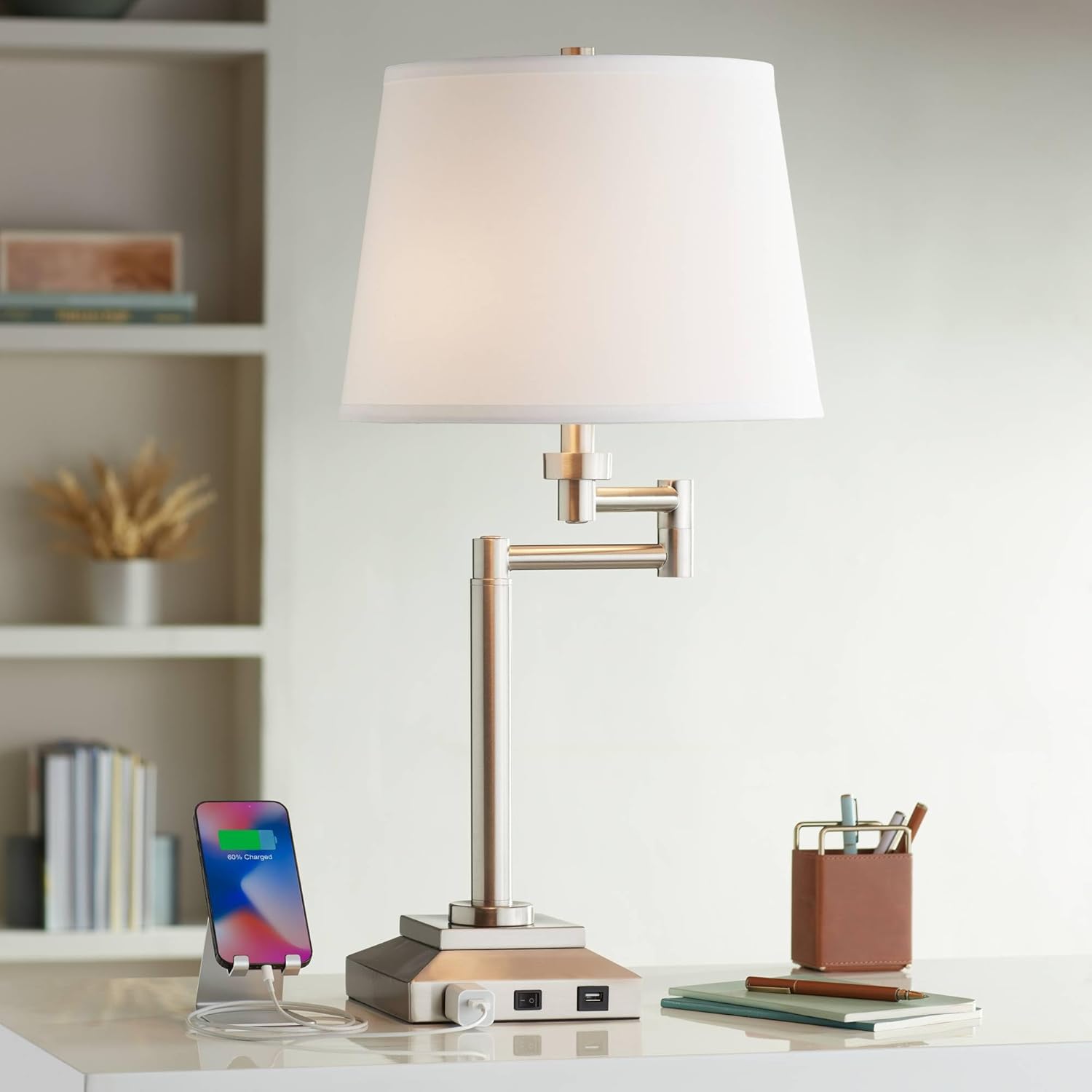 USB Charging Modern Metal Table Lamp — 29" - View 2