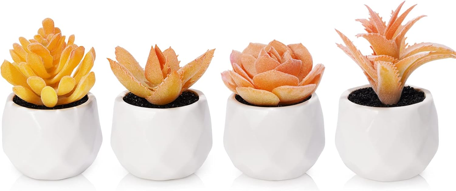 Gold Faux Succulent — Orange