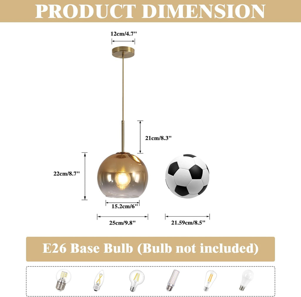 Luxe Gold Pendant Light — 1-Light - View 2