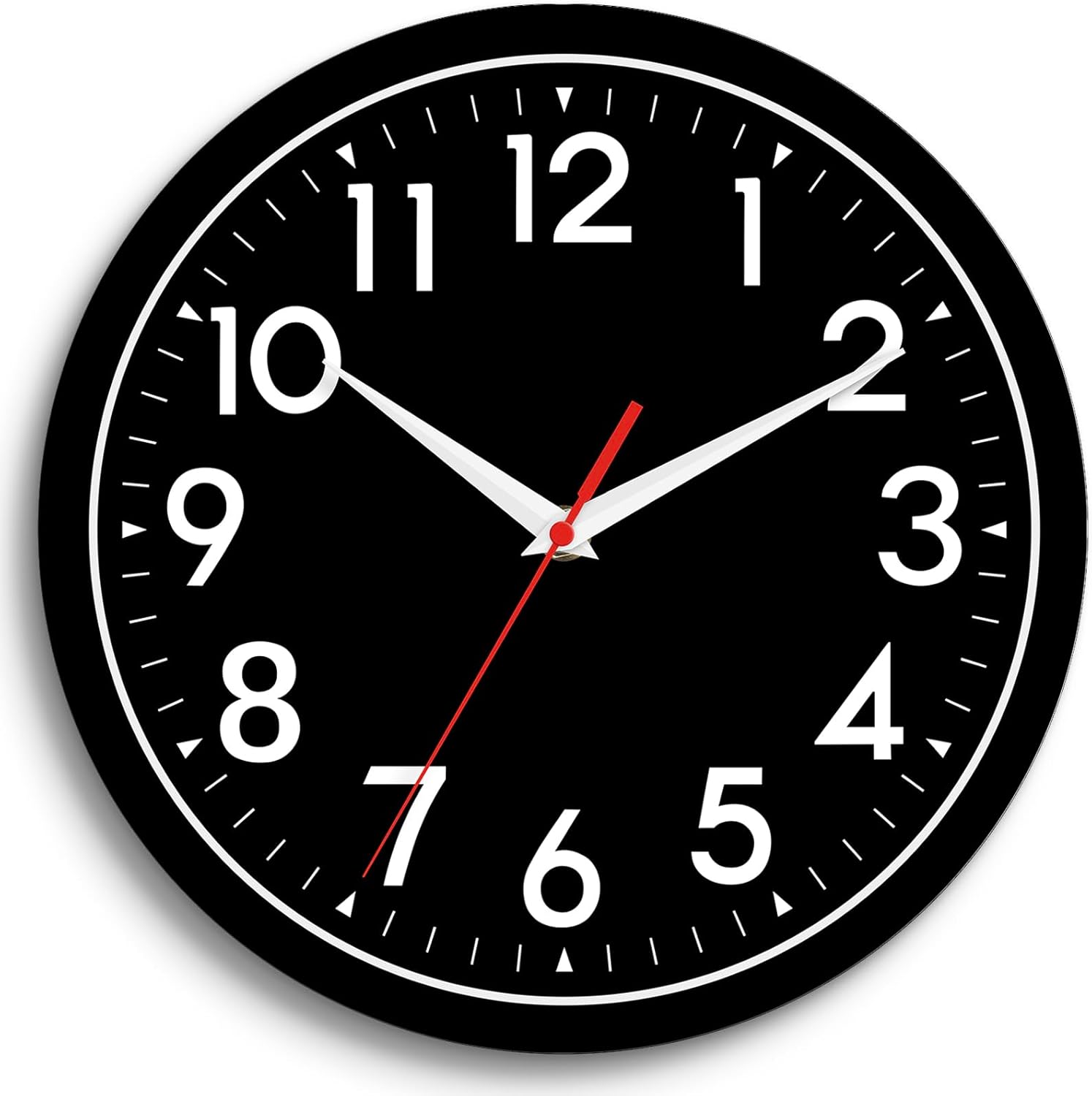 Battery Operated Black Wall Clock — 14" — E-black-black