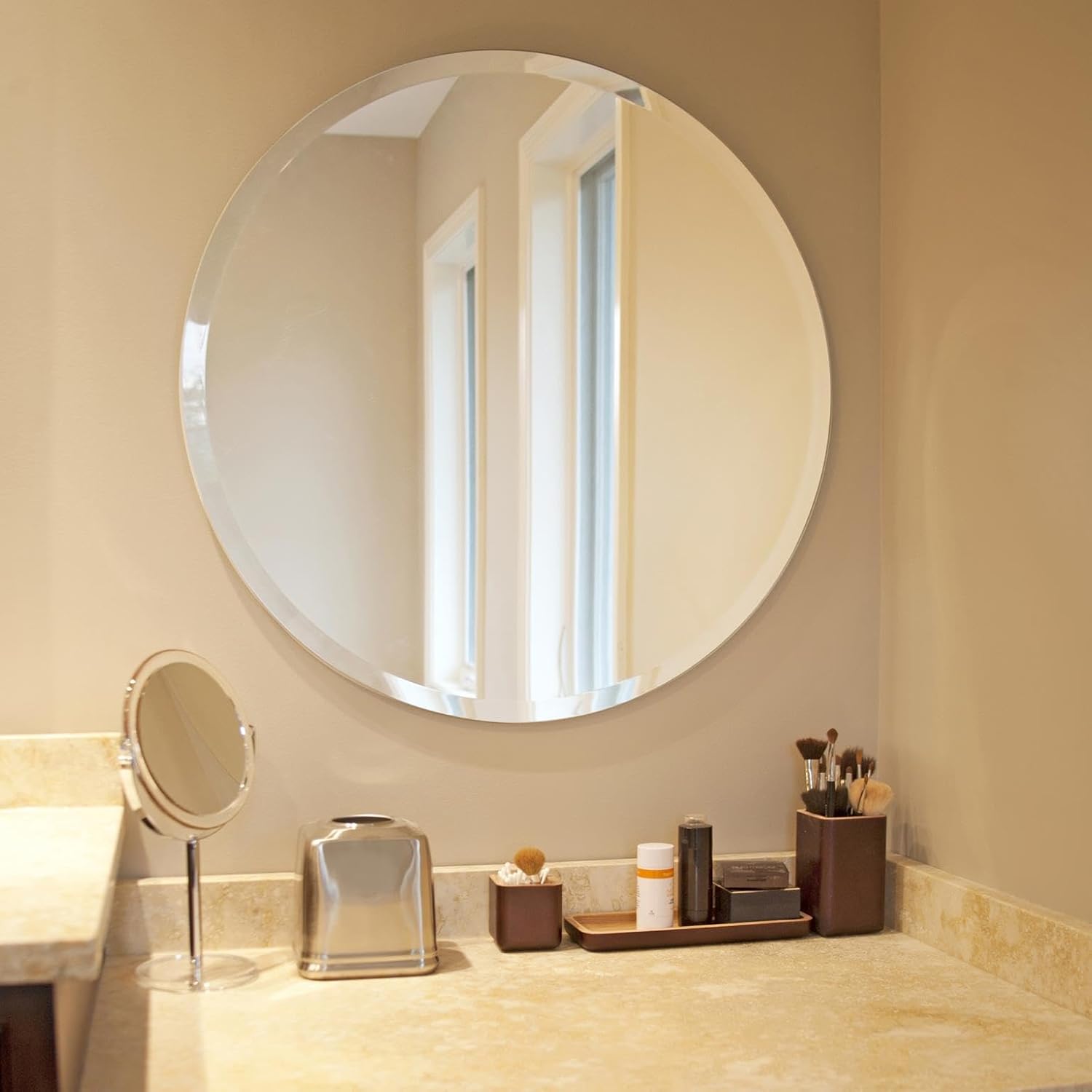 Beveled Modern Glass Vanity Mirror — 12" — Frameless