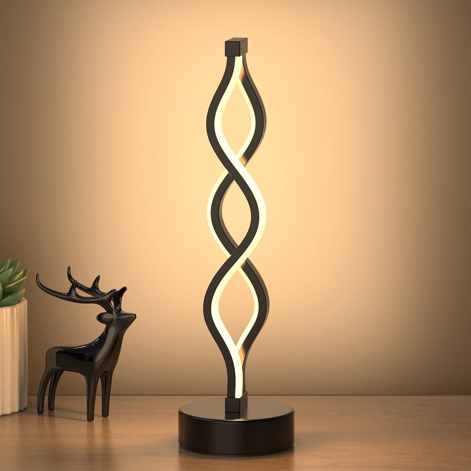 Dimmable Black Bedside Lamp — 8" — Black