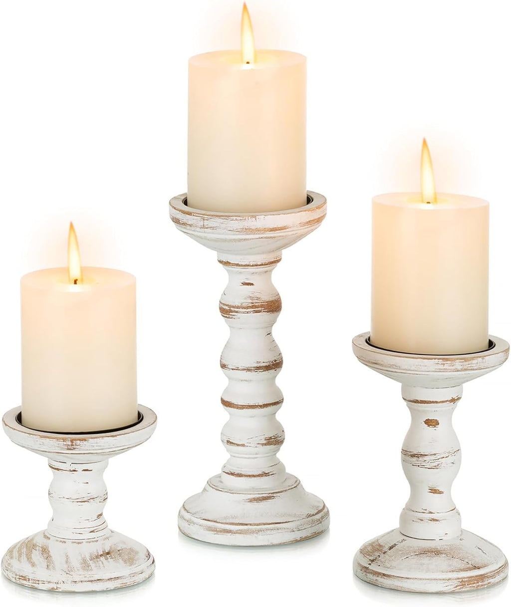 Farmhouse Brown Pillar Candle — 3.9" — Whitewash Brown
