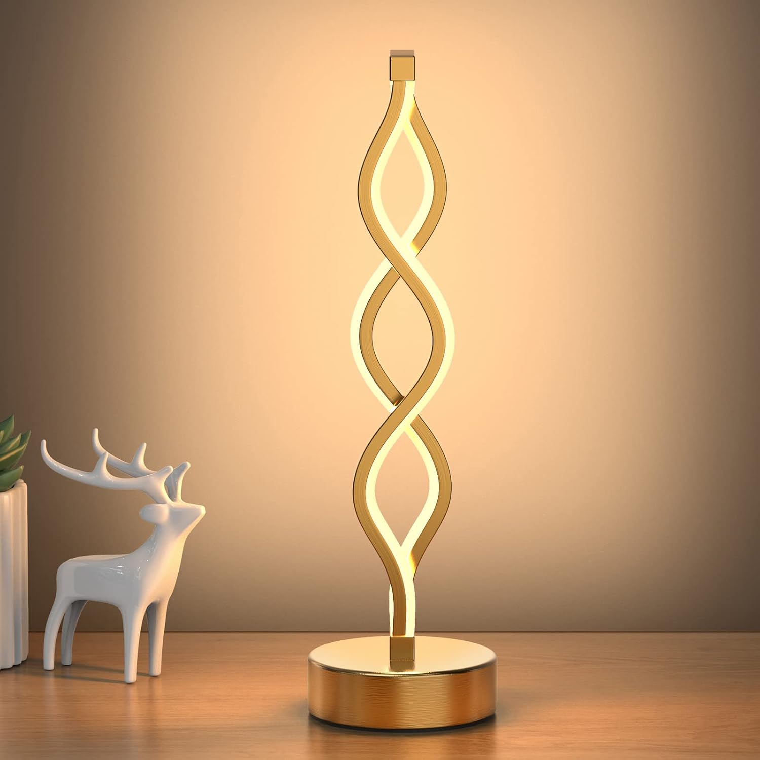 Dimmable Black Bedside Lamp — 8" — Gold
